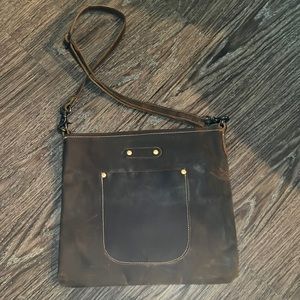 Leather Purse, never used, zippers, dark brown